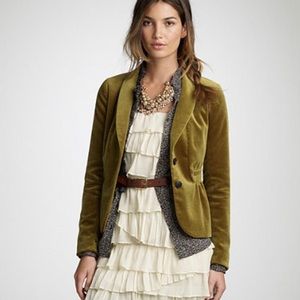 JCrew Olive Green Velvet Peplum Blazer